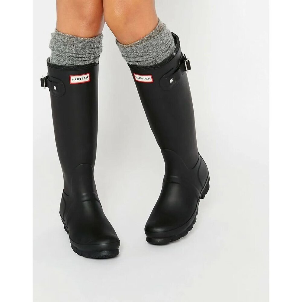 HUNTER Original Tall'Rain Boot in Black Matte Size US 6